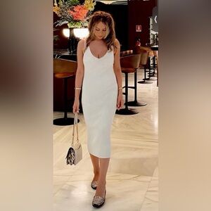 H&M White Ribbed V‑Neck Maxi Dress - Women's